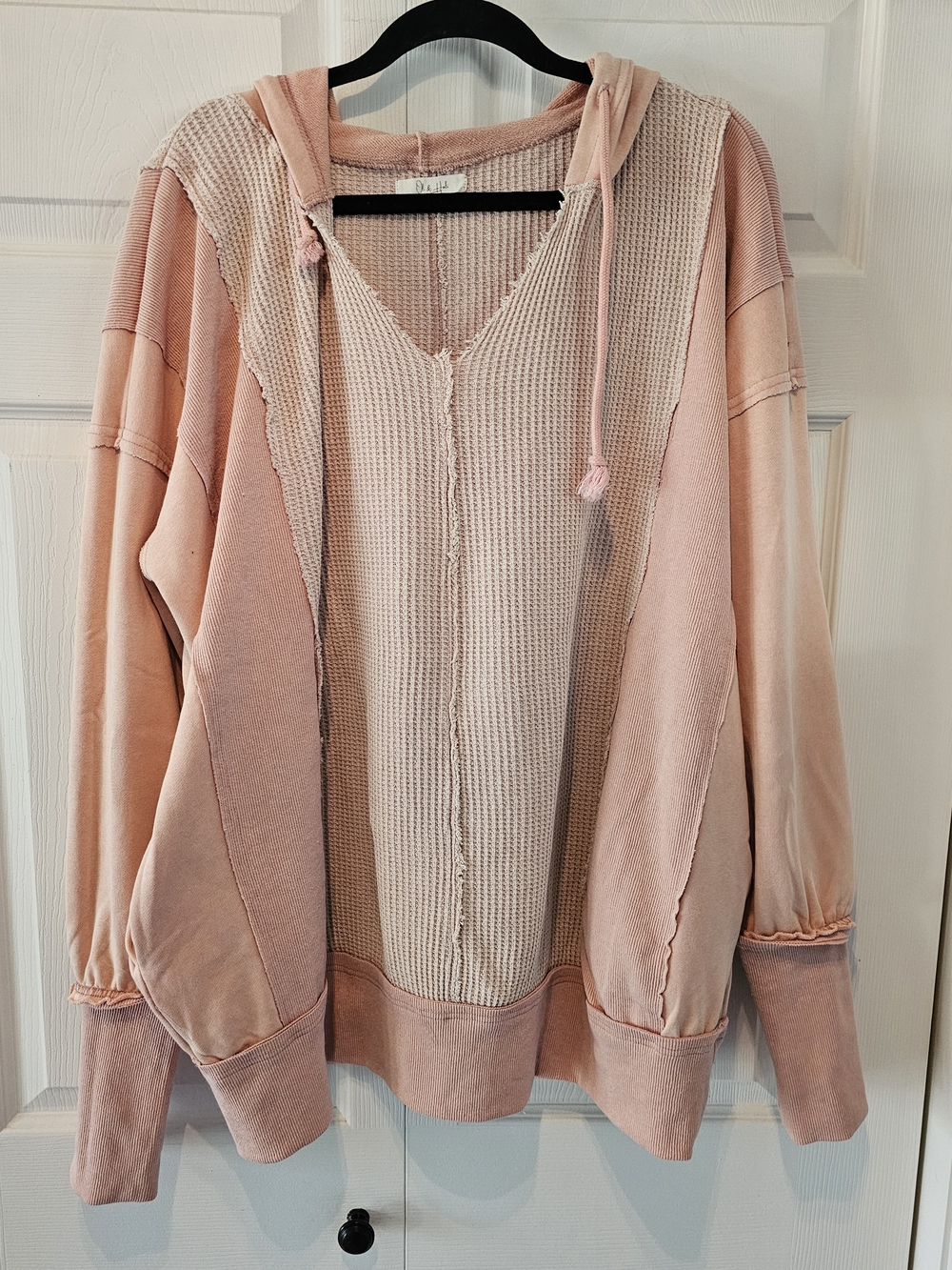 Oli & Hali Dusty Pink Mixed-Knit Hoodie Sweatshirt